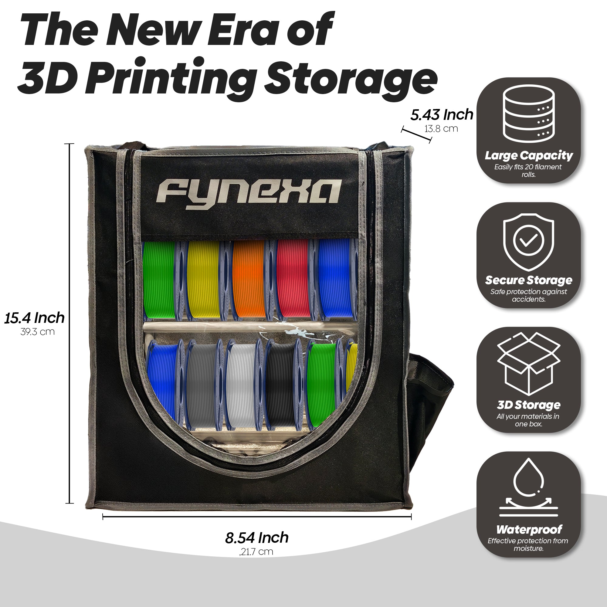 FYNEXA 3D Printer Filament Storage Box, 2-Tier Storage Shelves for 3D Printing Filament Box with Silica Gel Beads, Moisture&Dust Proof Filament Container Organiser for Studio(10)