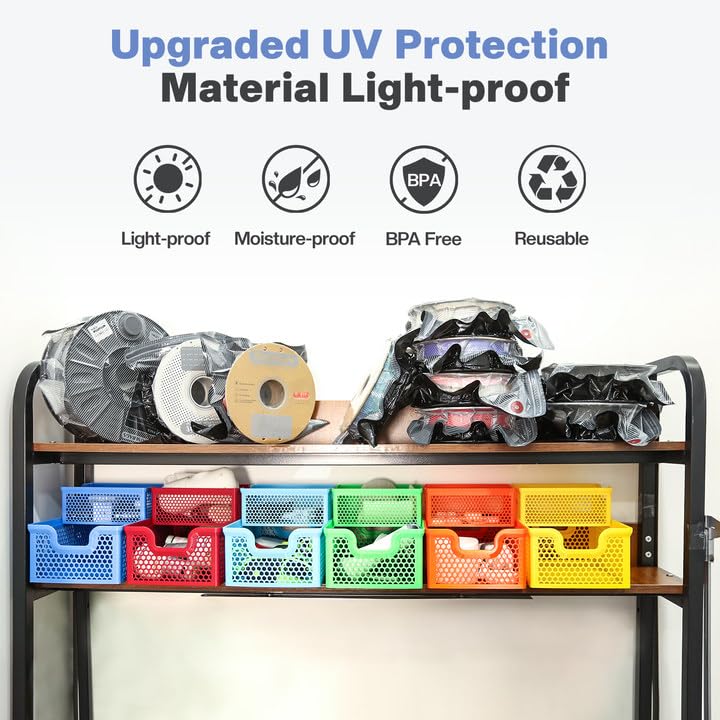 Professional Filament Vacuum Storage Kit with USB Pump - 20 Light-Proof Vacuum Sealed Bags for 3D Filament Spool Protection (12.6 x 13.38 Inches)