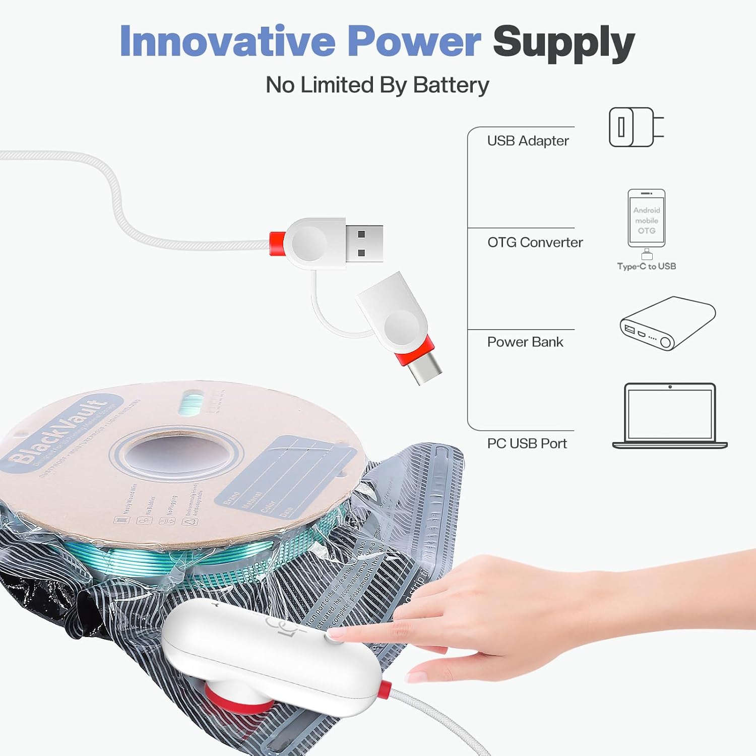 Professional Filament Vacuum Storage Kit with USB Pump - 20 Light-Proof Vacuum Sealed Bags for 3D Filament Spool Protection (12.6 x 13.38 Inches)