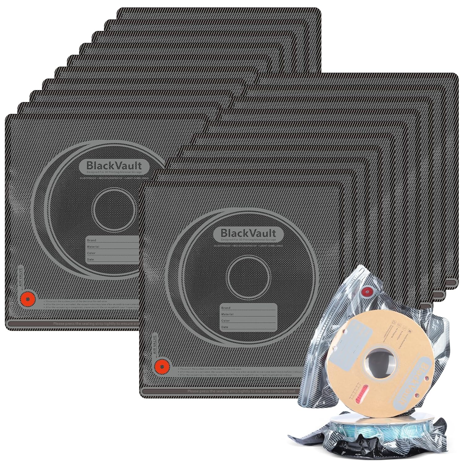 Professional Filament Vacuum Storage Kit with USB Pump - 20 Light-Proof Vacuum Sealed Bags for 3D Filament Spool Protection (12.6 x 13.38 Inches)